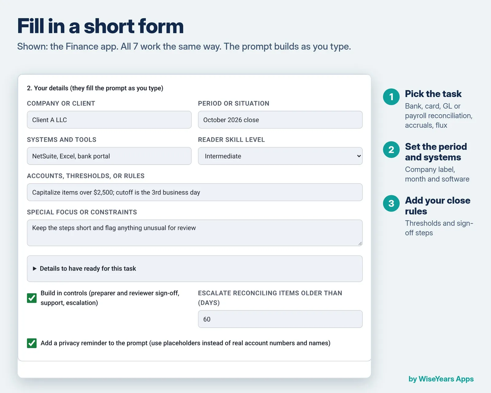 Bookkeeping Prompt Builders Bundle: fill in the form