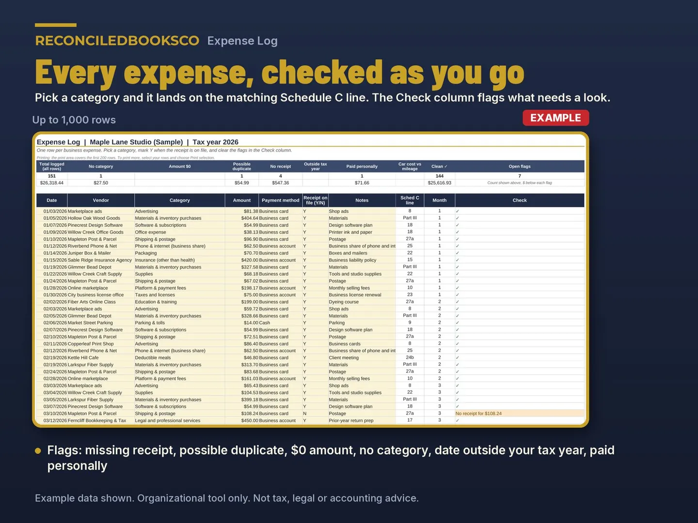 Business Expense Tracker Spreadsheet with Mileage Log: expense log