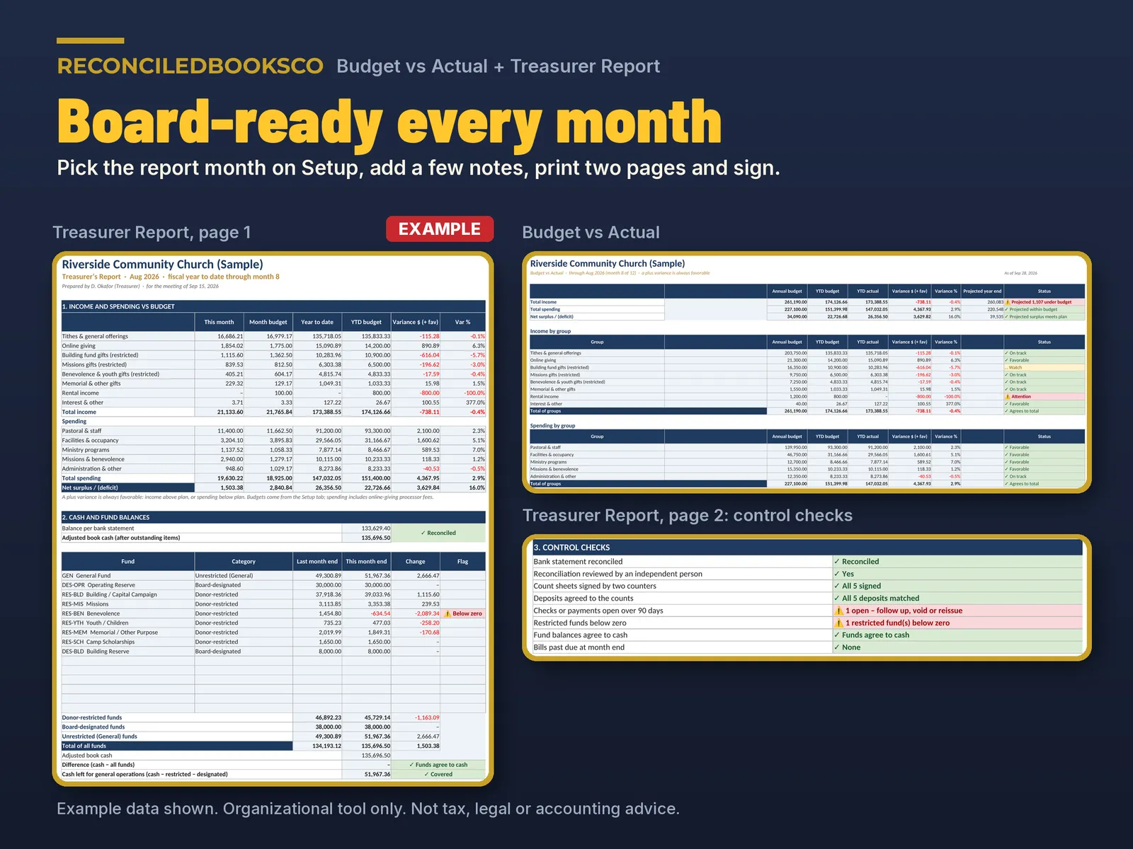 Church Bookkeeping Spreadsheet: All-in-One Treasurer Workbook, image 9