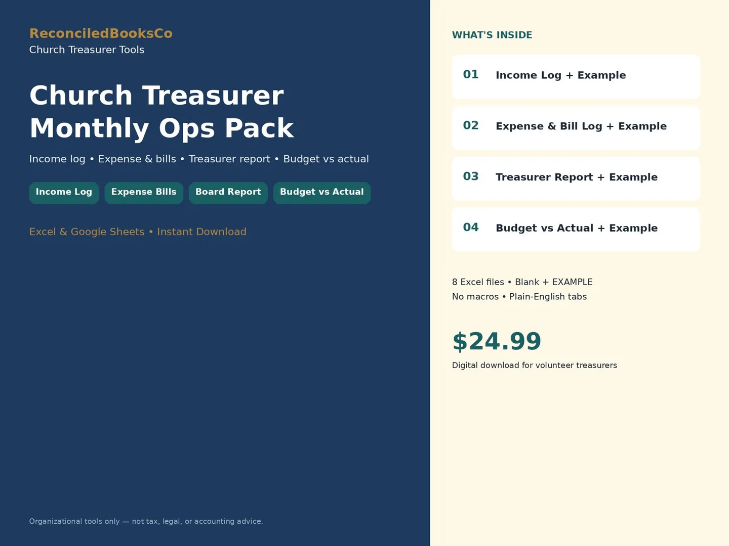 Church Treasurer Report Template, Budget vs Actual: hero