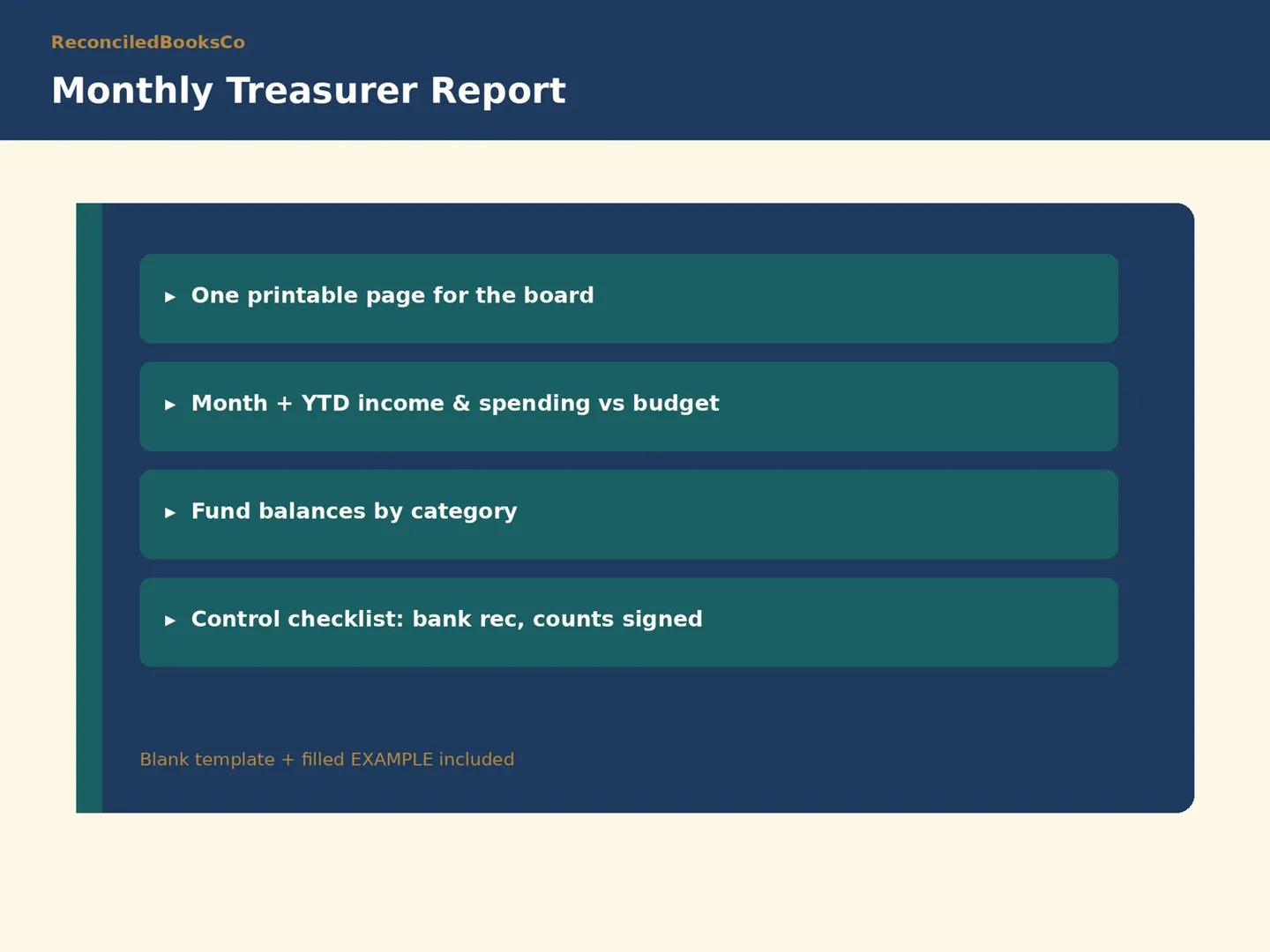 Church Treasurer Report Template, Budget vs Actual: treasurer report