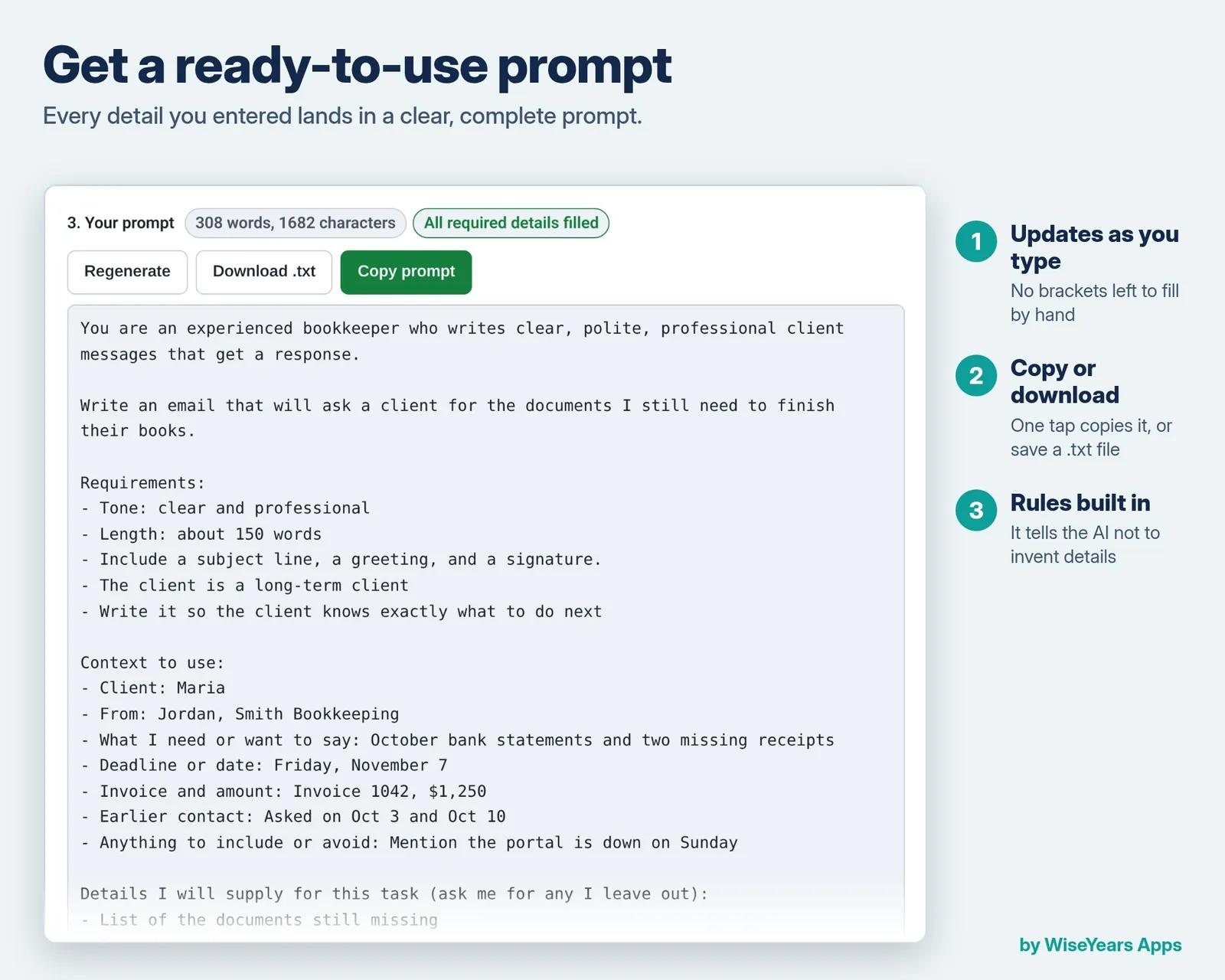 Client Message Prompt Builder: ready-to-use prompt