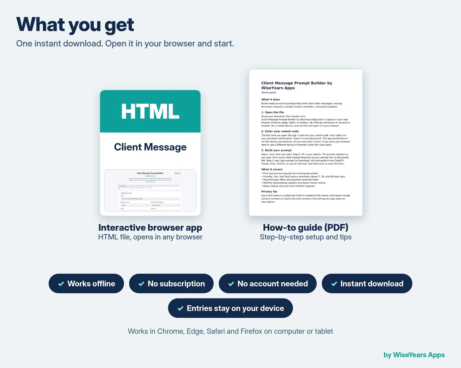 Client Message Prompt Builder: what you get
