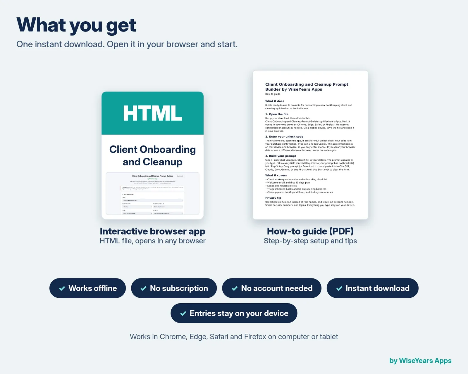 Client Onboarding and Cleanup Prompt Builder: what you get