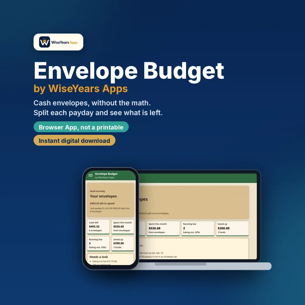 Envelope Budget cover by WiseYears Apps