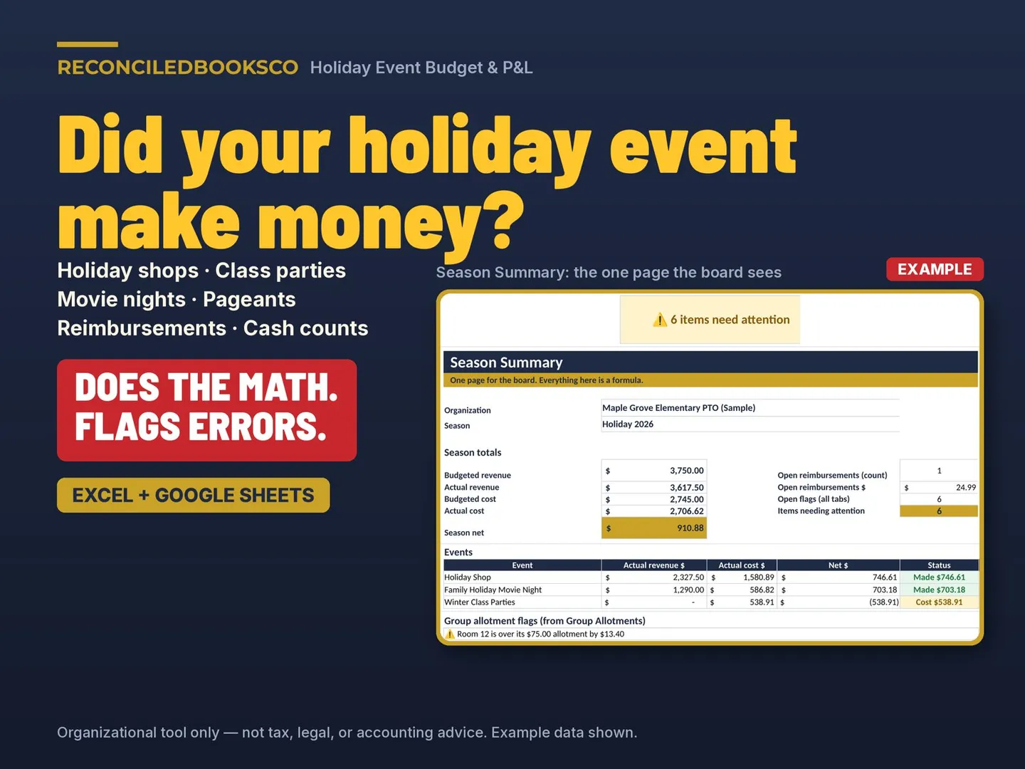 Event Budget Spreadsheet and Fundraiser Profit Tracker: hero