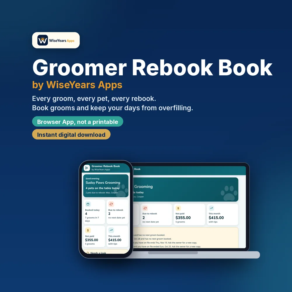 Groomer Rebook Book cover by WiseYears Apps