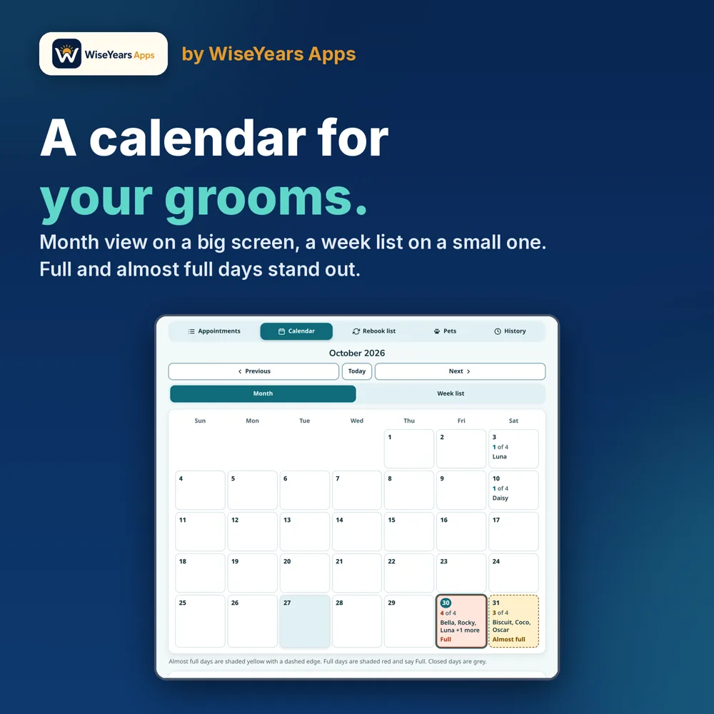 Groomer Rebook Book: appointments calendar