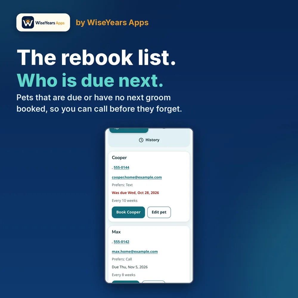 Groomer Rebook Book: rebook list of pets due to rebook