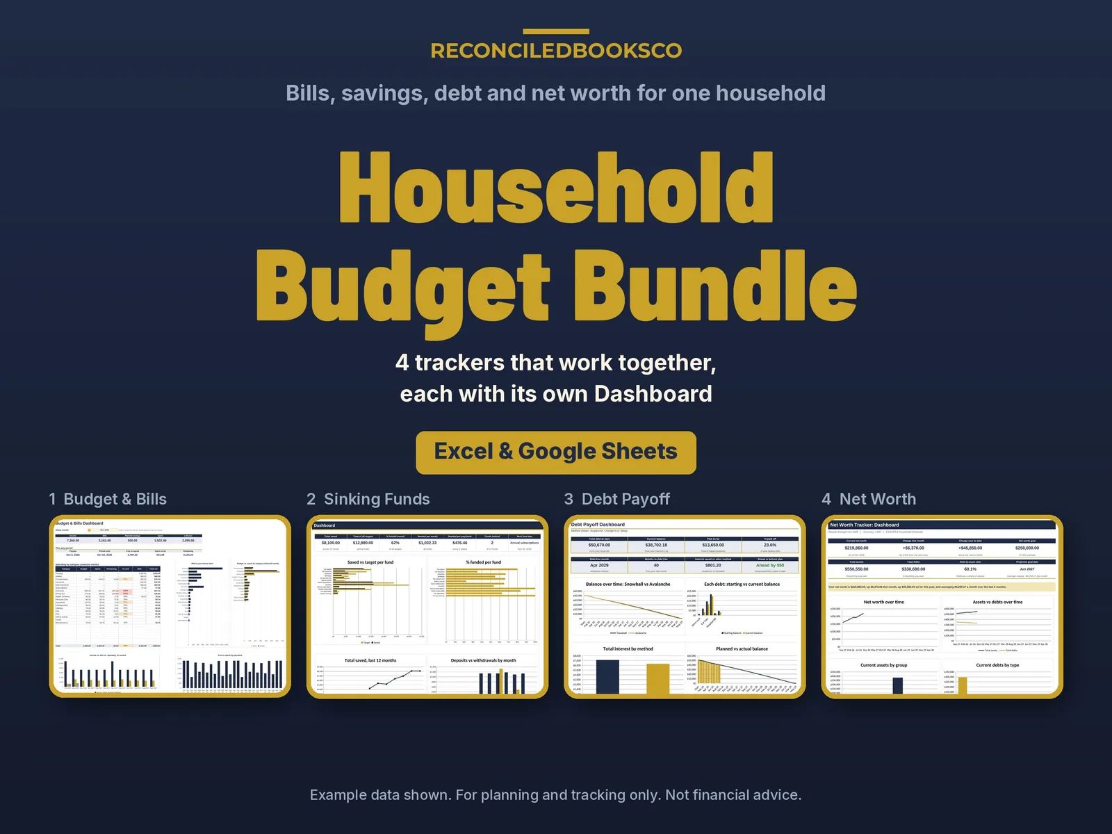 Household Budget Spreadsheet: Bills, Savings, Debt and Net Worth, image 2