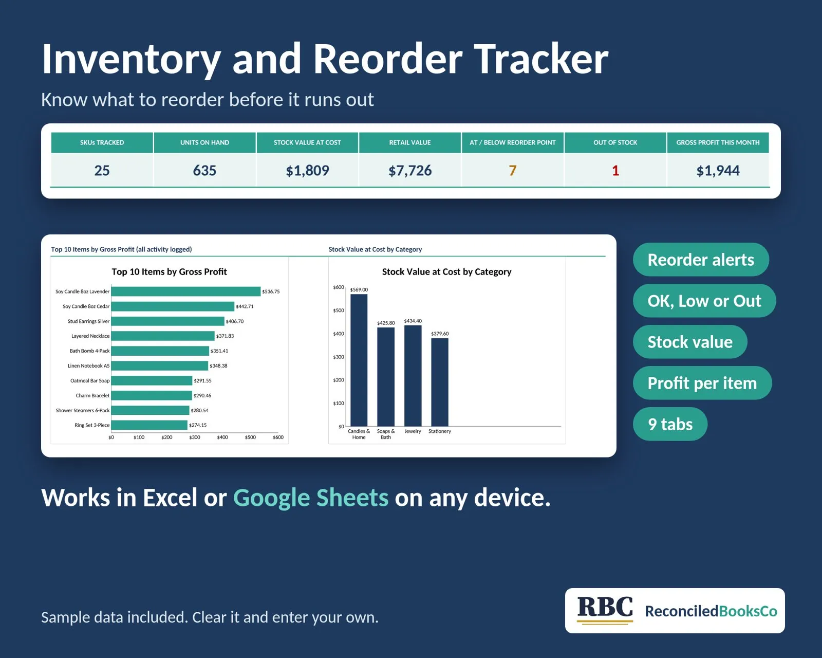 Inventory and Reorder Tracker Spreadsheet for Small Business cover: inventory and reorder tracker spreadsheet for small business
