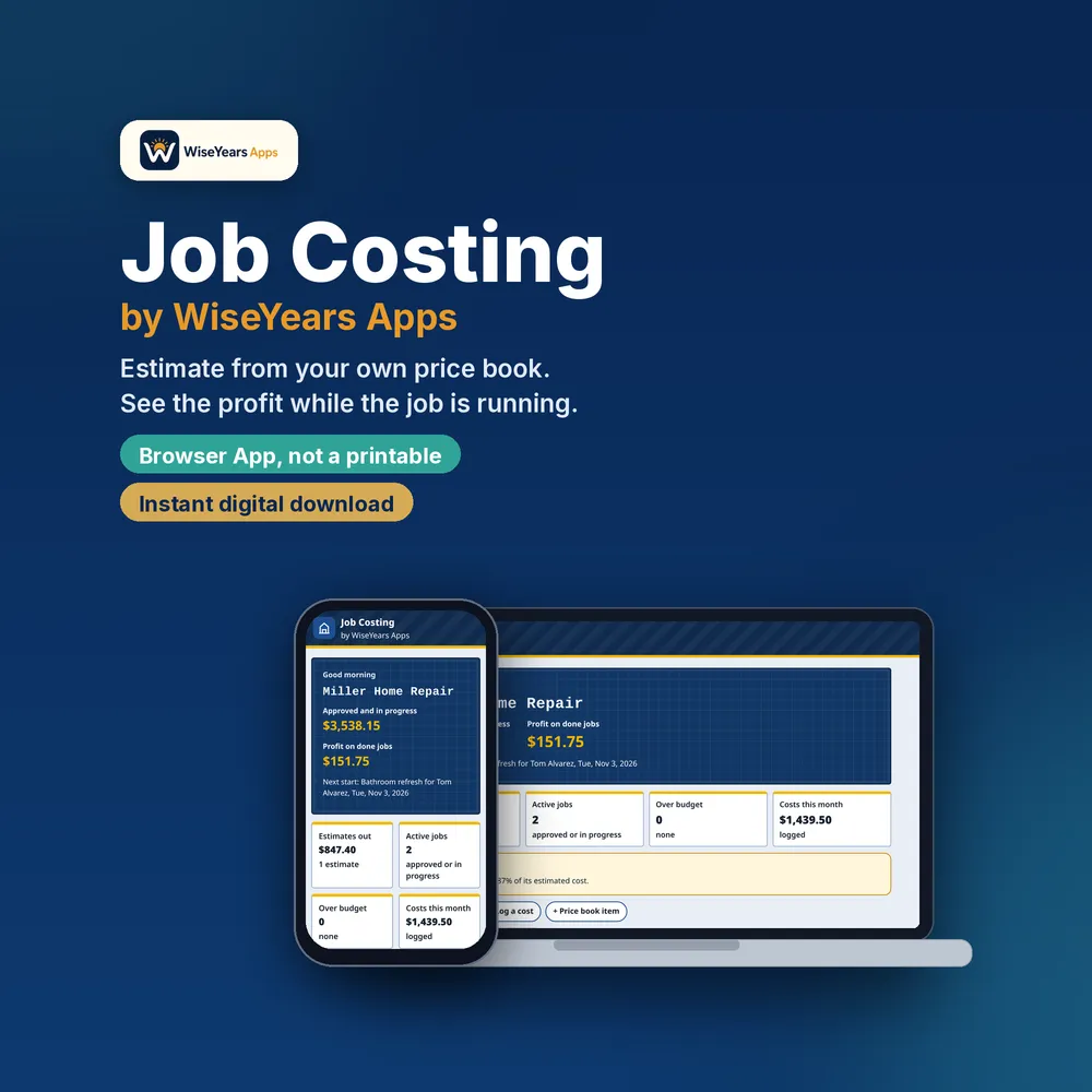 Job Costing cover by WiseYears Apps