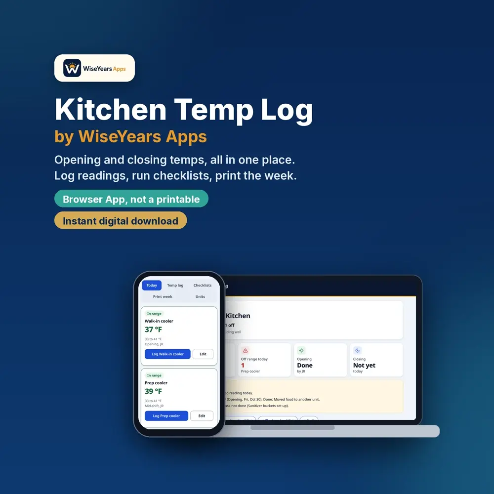 Kitchen Temp Log cover by WiseYears Apps
