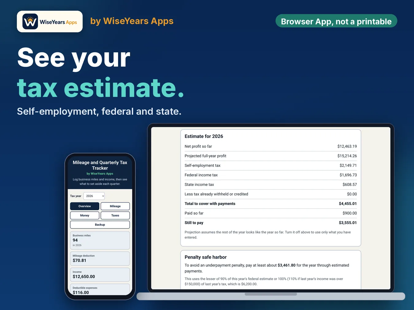 Mileage Log and Quarterly Tax Tracker: quarterly tax estimate