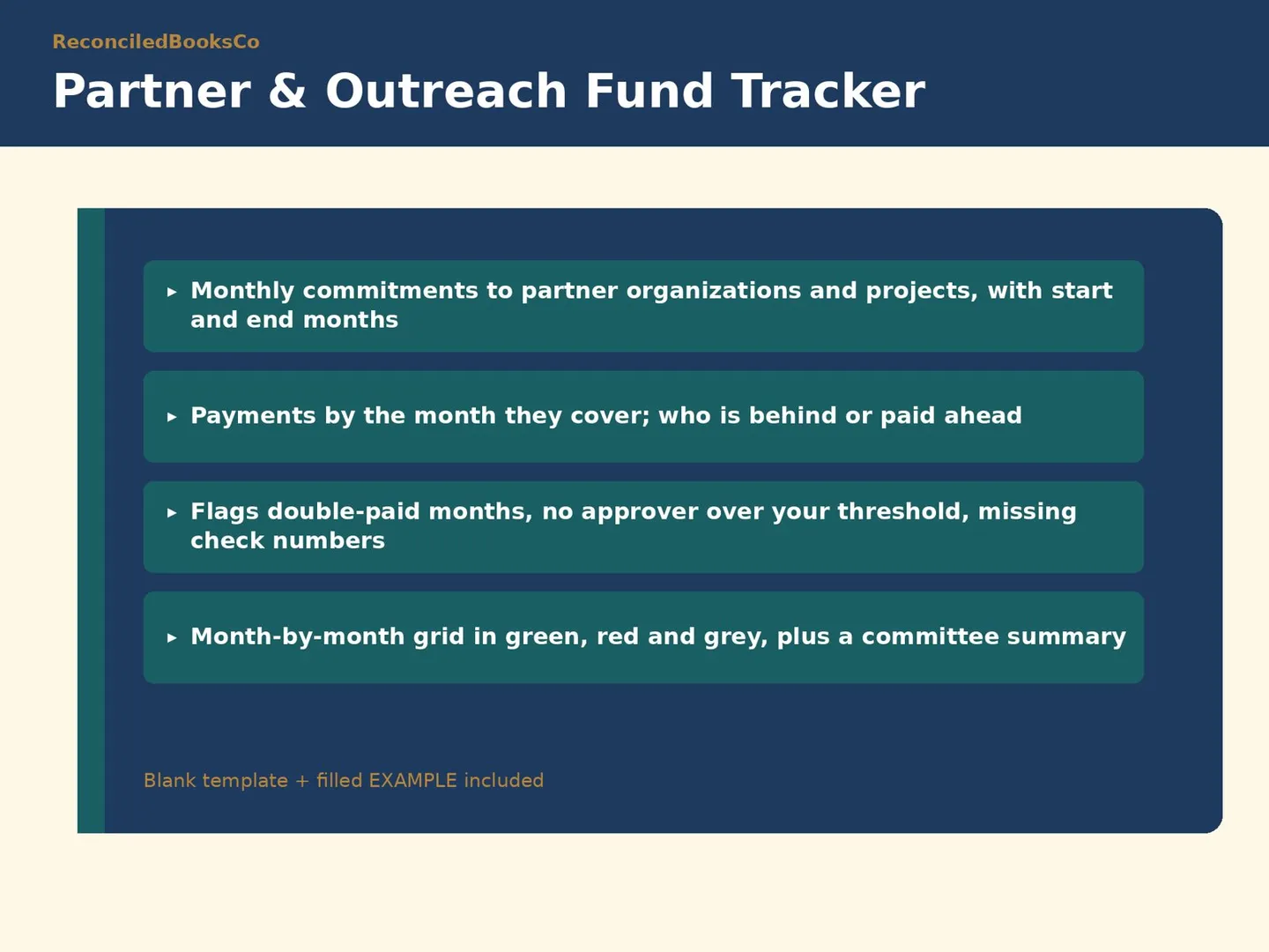Nonprofit Grant Tracker Spreadsheet and Deadline Calendar: partner outreach