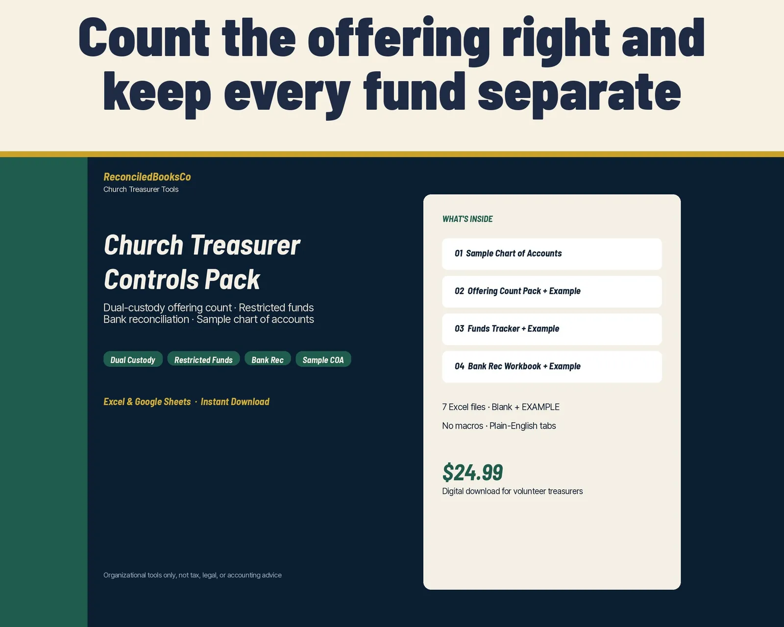 Church Offering Count and Restricted Funds Spreadsheet Pack, image 2