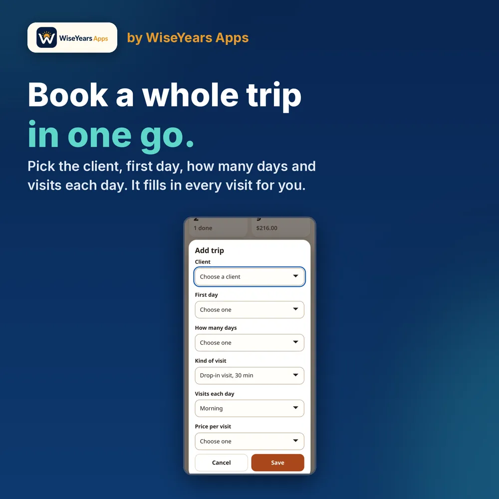 Pet Sitter Visit Care Book: book a whole trip at once