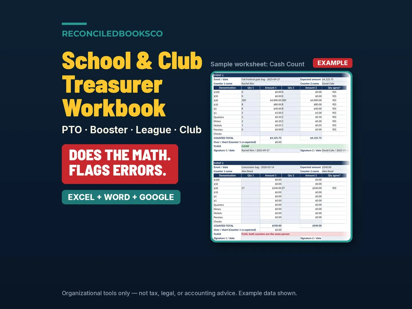 PTO Treasurer Spreadsheet and PTA Treasurer Report: hero