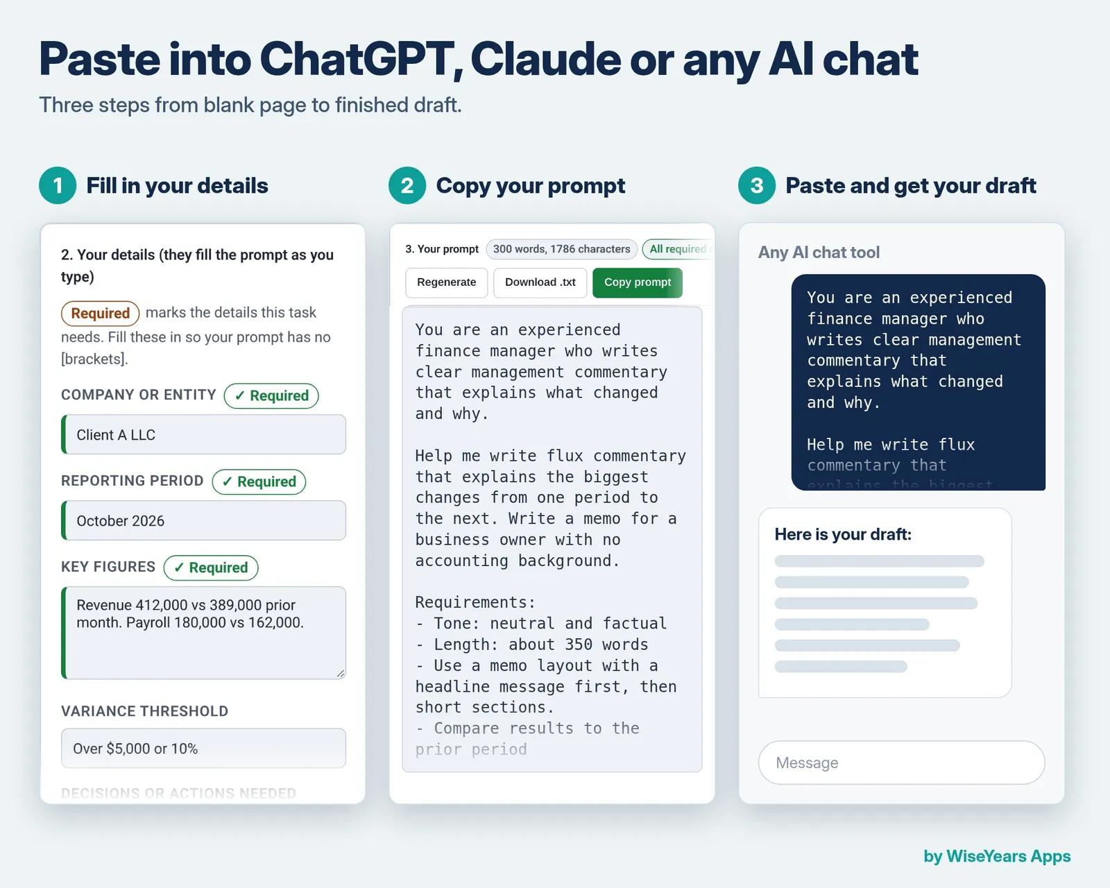 Report Commentary Prompt Builder: paste into any AI chat