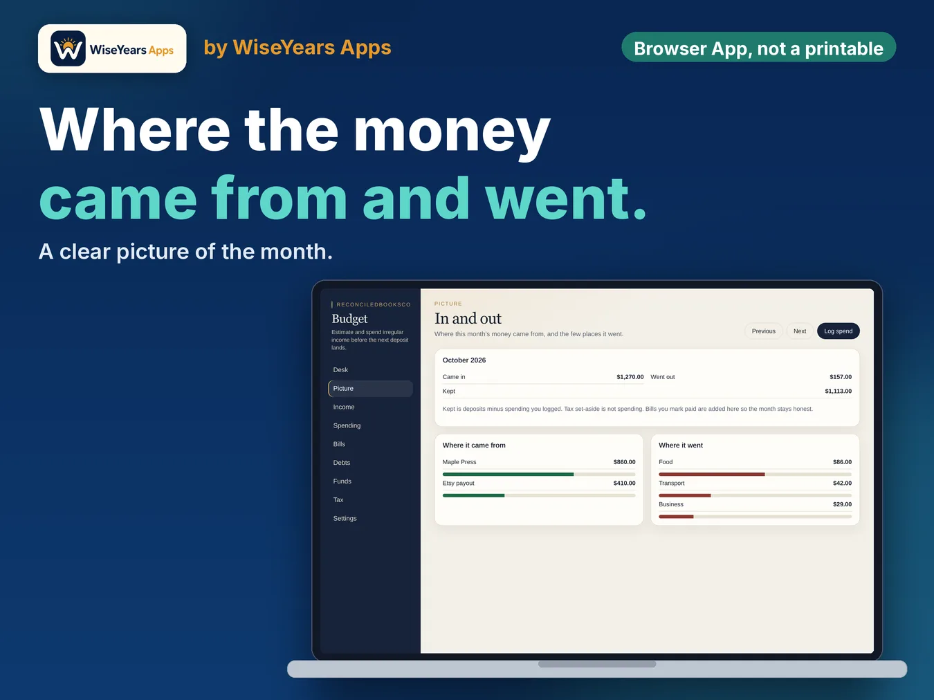 Variable Income Budget App: Safe to Spend Planner, Irregular Pay: money in and money out for the month