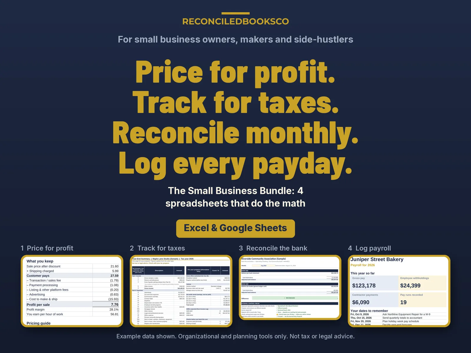 Small Business Bookkeeping Spreadsheet Bundle: Pricing to Payroll, image 2