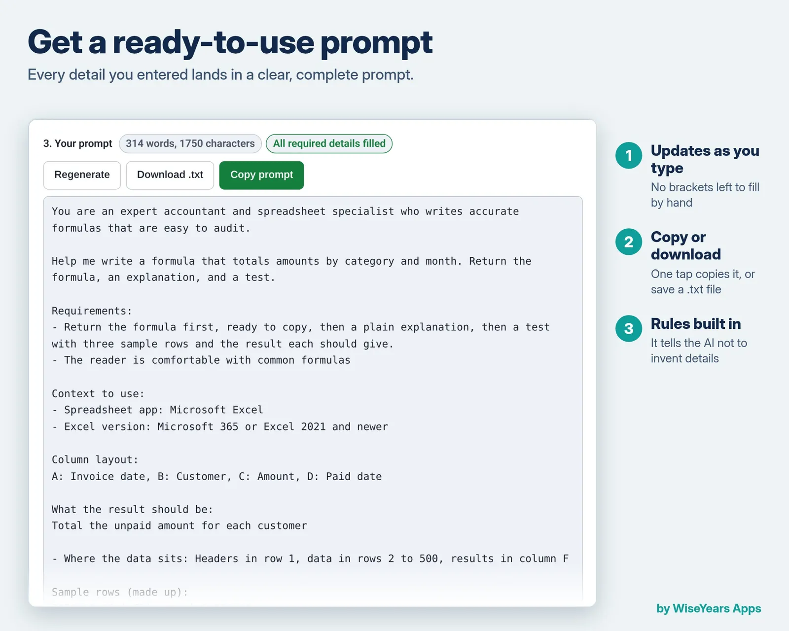 Spreadsheet Formula Prompt Builder: ready-to-use prompt