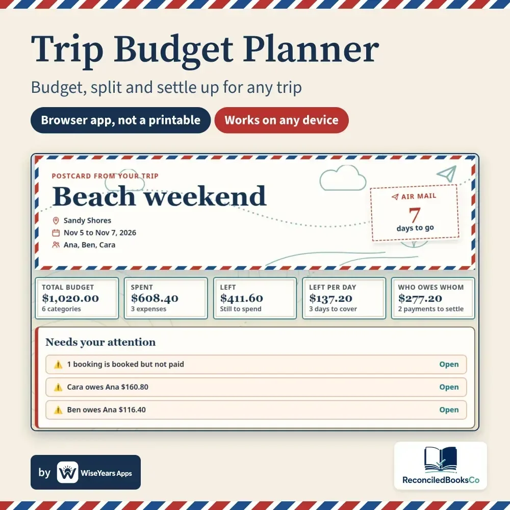 Trip Budget Planner cover by WiseYears Apps
